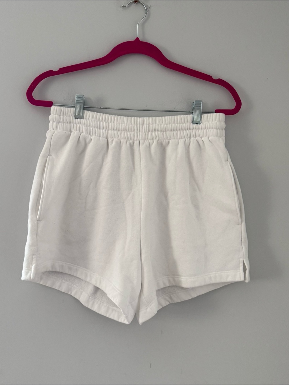 Abercrombie & Fitch White Elastic-Waist Athletic Shorts